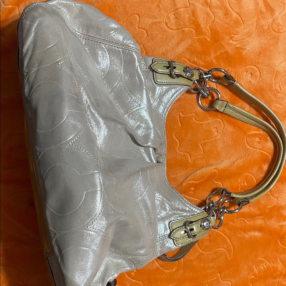 Coach Shimmering Cream Shoulder Bag